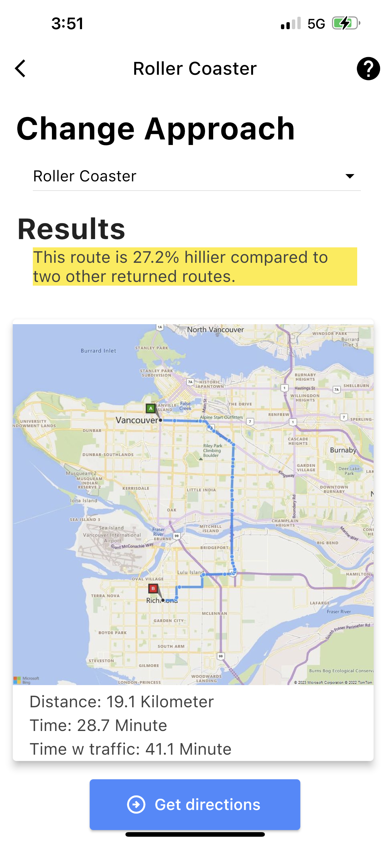 Smoothly app topographical navigation example for roller coaster and maximum effort strenuous workout solution